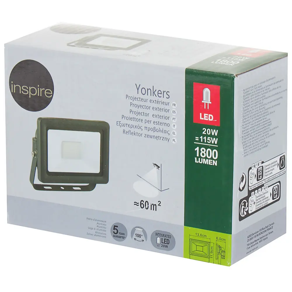 Прожектор светодиодный Yonkers, 20 Вт, IP65 18850919 STLM-2126693 INSPIRE  - Вид №3
