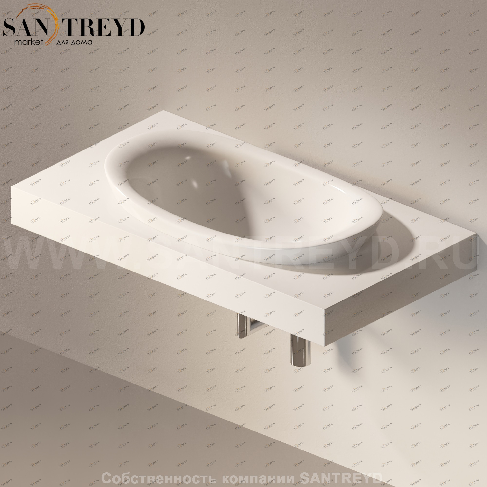 Flaminia IO e SI Столешница с отверстием под раковину белая IO75M1.9016 Ceramica Flaminia IO75M19016