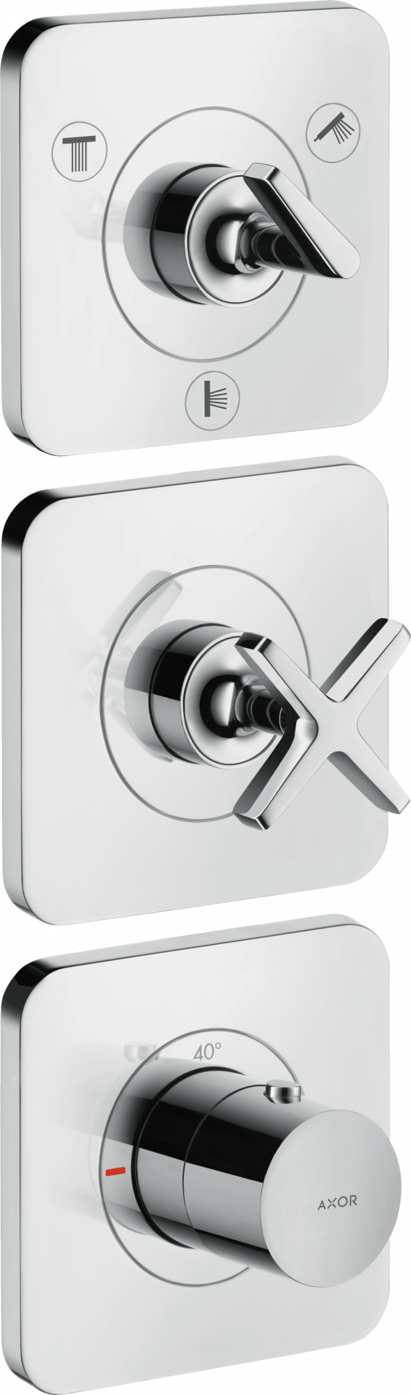 36704000 Термостатический модуль 380/120 для скрытого монтажа на 3 функции с накладками AXOR CITTERIO E