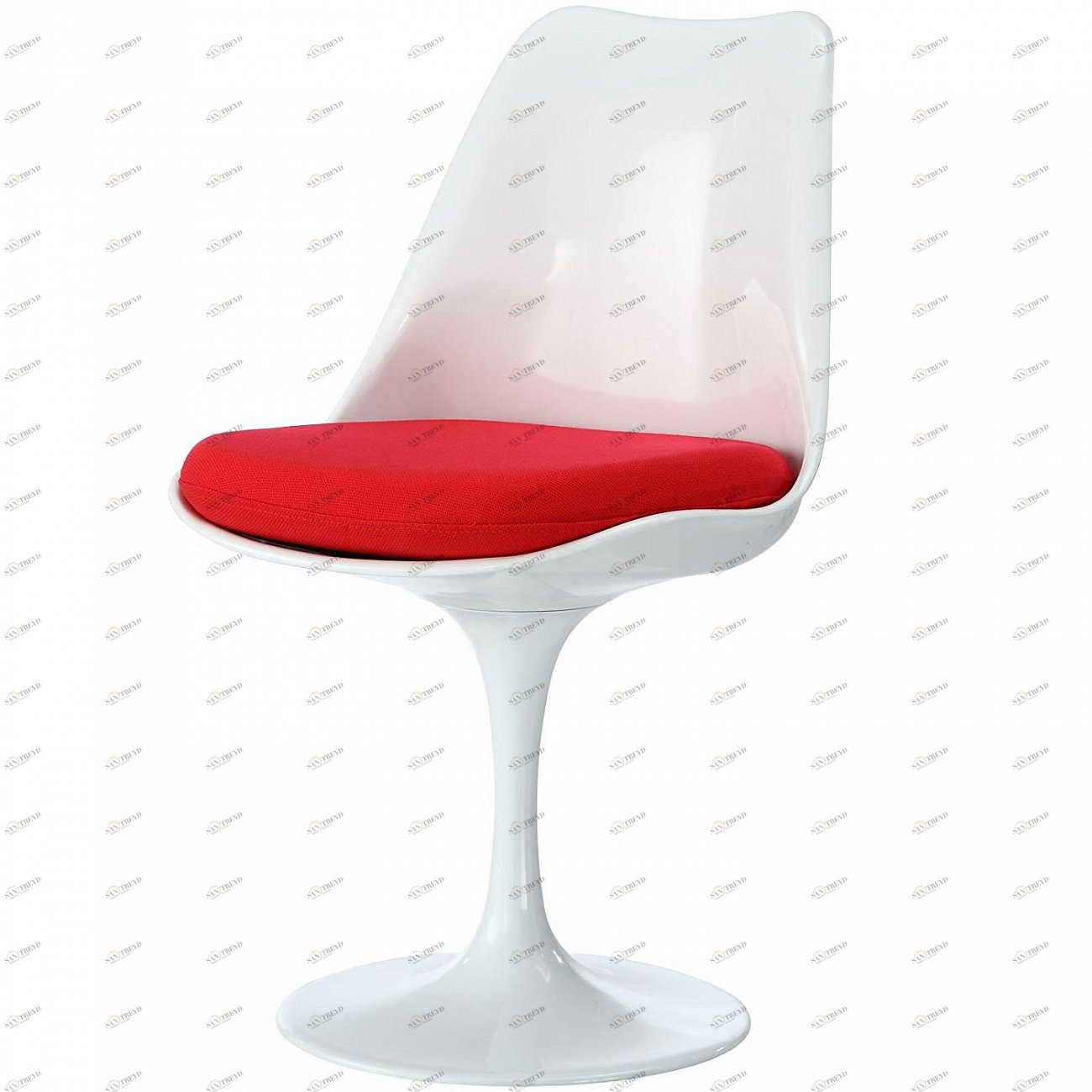 Стул пластиковый белый с красной подушкой Eero Saarinen Style Tulip Chair SOHO DESIGN ДИЗАЙНЕРСКИЕ, TULIP 131548 Белый;красный 
