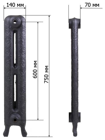 Чугунный радиатор RETROstyle Leeds 600 7 секций 7048 - Вид №2