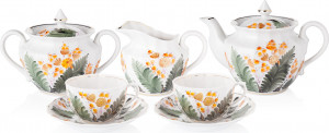 10621460 Промыслы Вербилок Сервиз чайный 6/15 "Горюн-трава" Фарфор