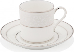 1051856 Noritake Чашка кофейная с блюдцем Noritake "Монтвейл, платиновый кант" 90мл Фарфор костяной