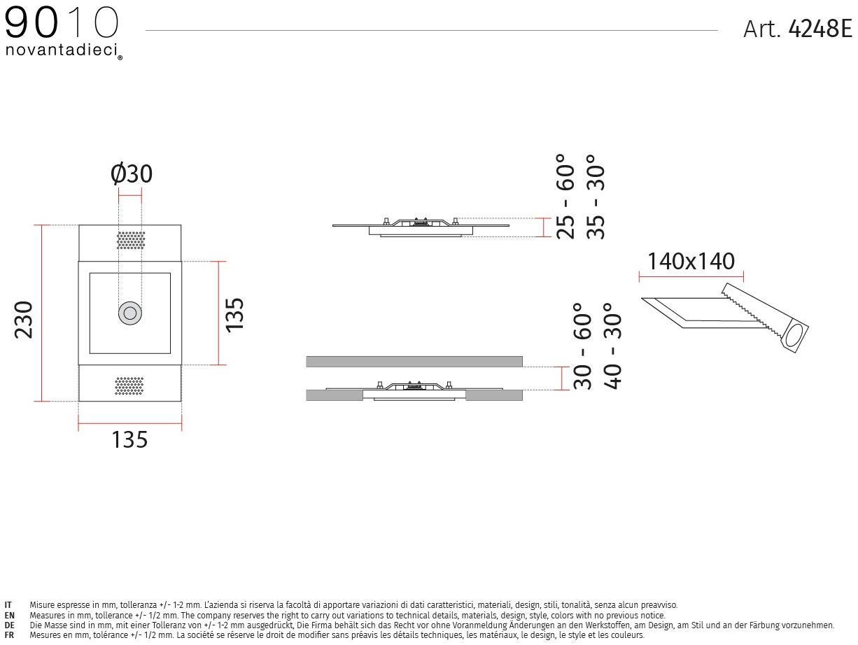 9010 novantadieci Встраиваемый потолочный светильник led из cristaly®  4248e  - Вид №1