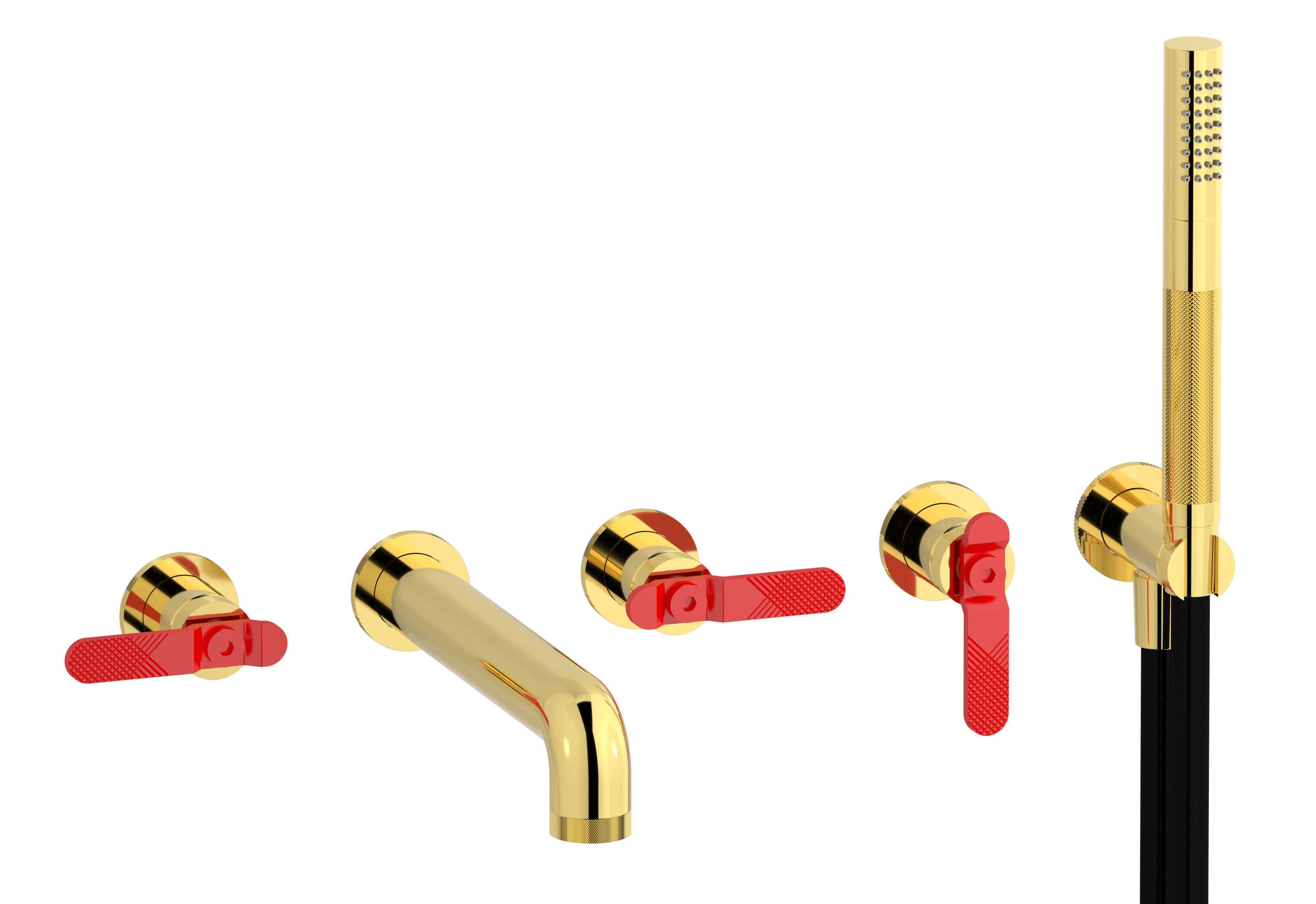 Настенный смеситель для ванны с 5 отверстиями и ручным душем IB Bold ARCH-00142517 - Вид №13