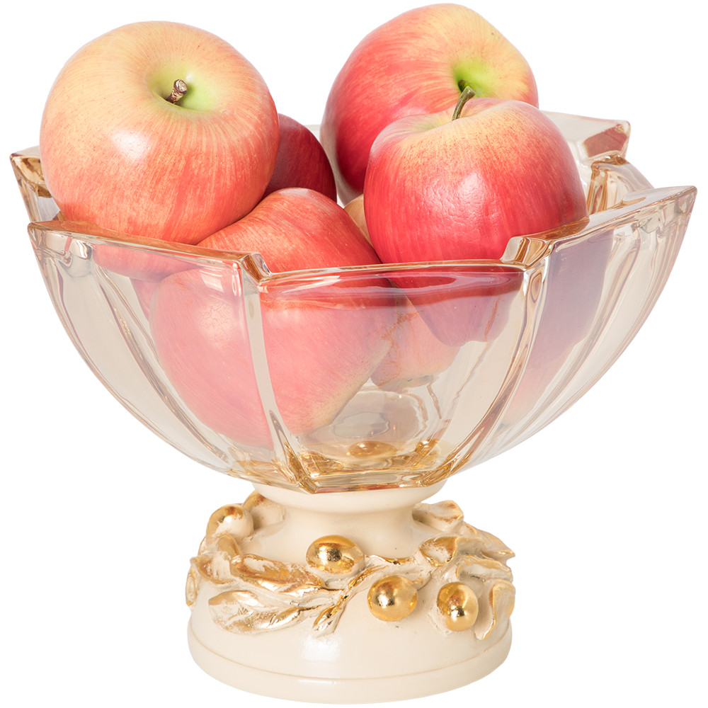 52102,52104 Фруктовница и ваза Oliva Branch Gold Айвори BOGACHO 4627179659929, 4627179659998 - Вид №2