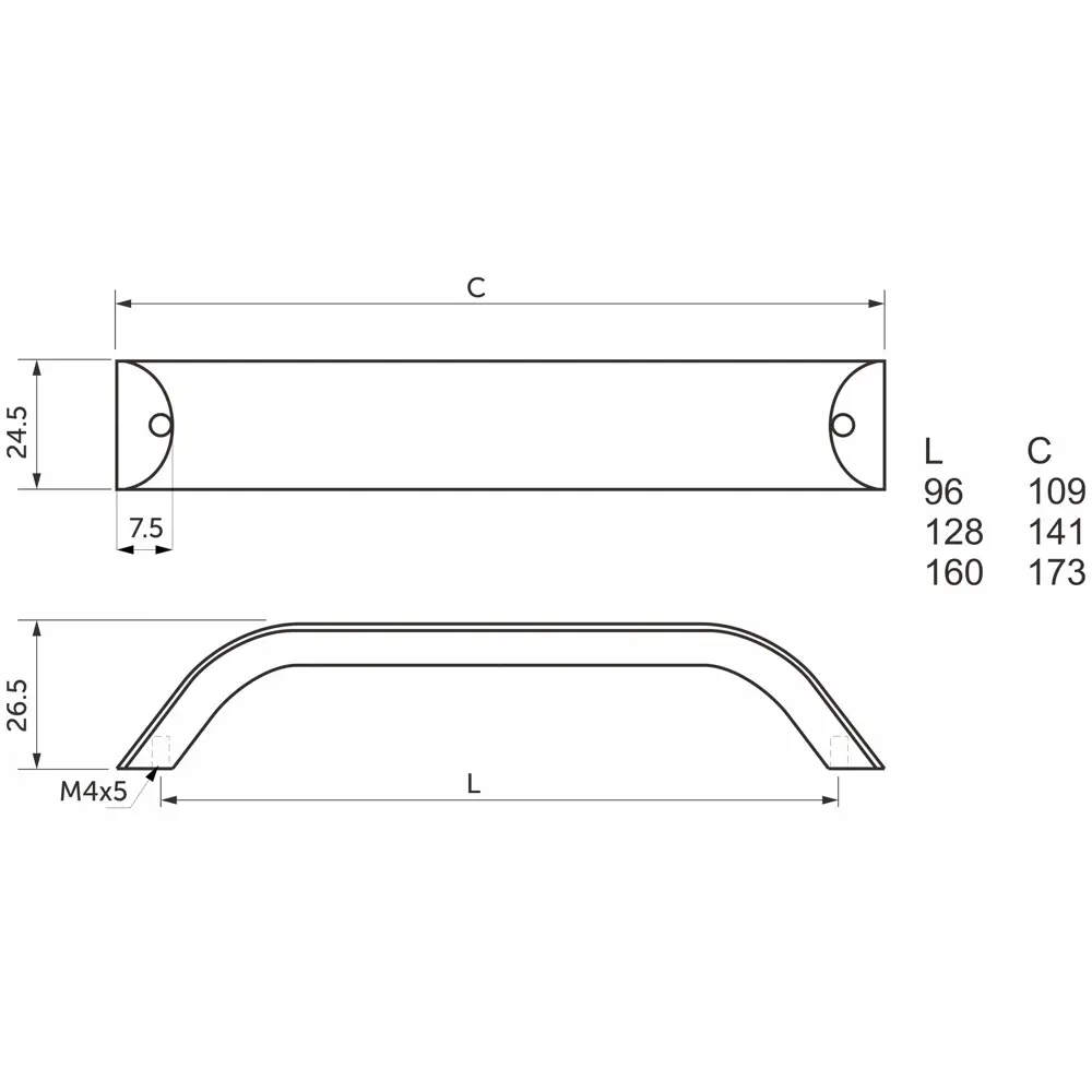 Мебельная ручка-скоба WPY 337 L-128 черная 128 мм AKS STLM-2091972 - Вид №5