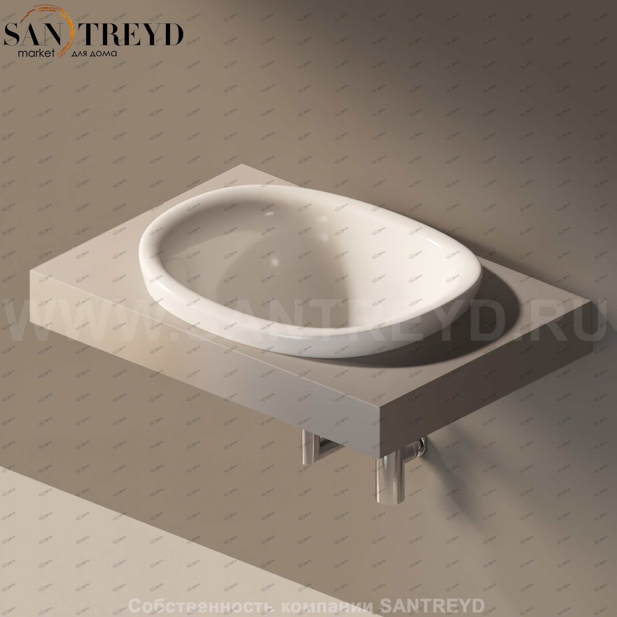 Flaminia IO e SI Столешница с отверстием под раковину серая IO60M1.1019 Ceramica Flaminia IO60M11019