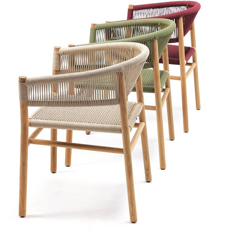 Ethimo Штабелируемый садовый стул из веревки и тика Kilt Kist00cs0 - Вид №7