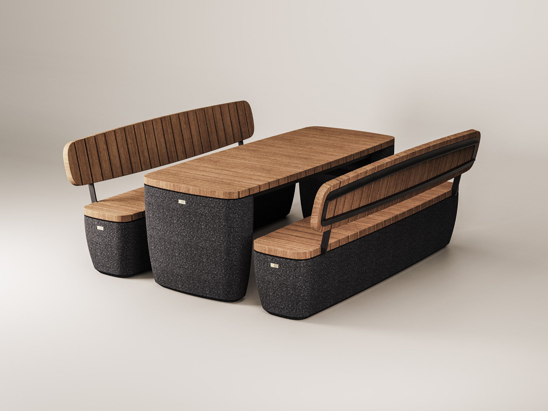 Бетонная и деревянная скамья со спинкой Kremen ARCH-00147114 - Вид №1