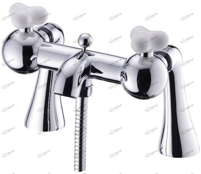 JUSTIME Смеситель для ванны на 2 отверстия из хромированной латуни с гибким питанием Story 6903-u0-80cp