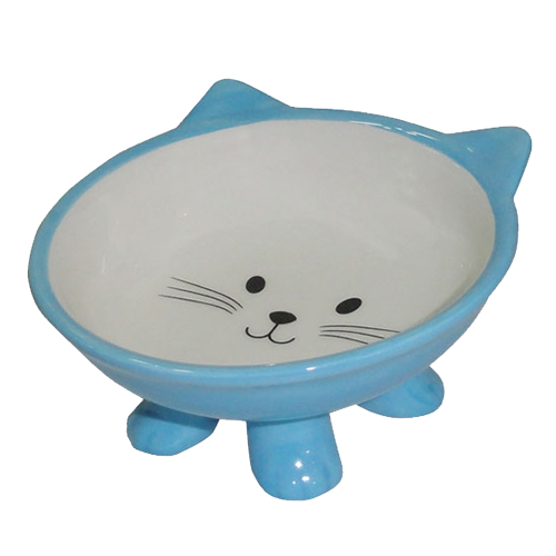 ПР0049187 Миска для животных Cat on Feet голубая керамическая 12х12х7,5см 110мл Foxie 