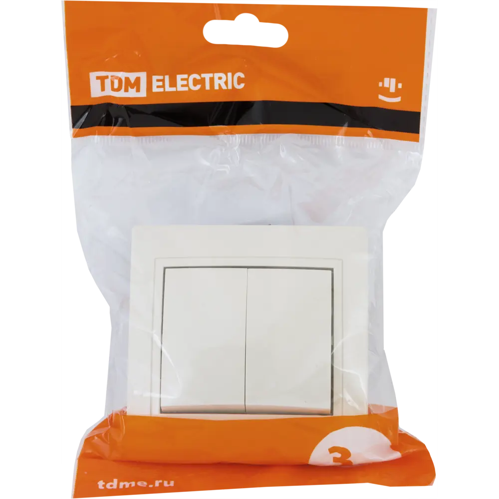 Выключатель встраиваемый TDM ELECTRIC Таймыр с двумя клавишами в бежевом цвете 85591342 STLM-0064427 - Вид №5