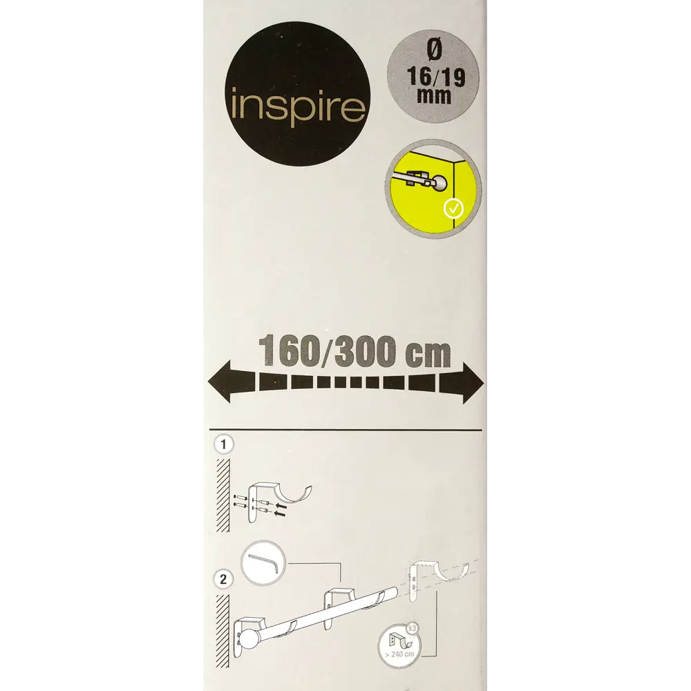 Карниз однорядный раздвижной Inspire Цилиндр 160-300 см цвет стальной матовый 81976796 STLM-2201128  - Вид №3