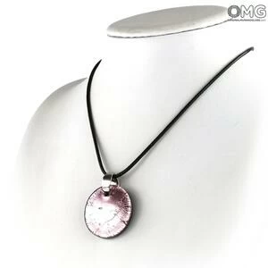 4014 ORIGINALMURANOGLASS Круглая сиреневая подвеска с серебром - муранское стекло OMG 5 см