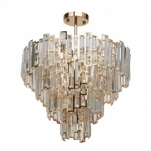 Люстра хрустальная потолочная золото 8 ламп De Markt City "Бриз" 111011308 DE MARKT ДИЗАЙНЕРСКИЕ, БРИЗ 00-3834580 Золото;прозрачный