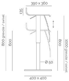 PF Stile Высокий табурет из стали и дерева с регулируемой высотой sun-id-1481183 - Вид №2