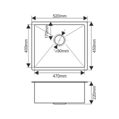 Мойка H5245 MELANA ProfLine 3,0/200 САТИН врезная прямоугольная c коландером H5245 H5245 сатин - Вид №3