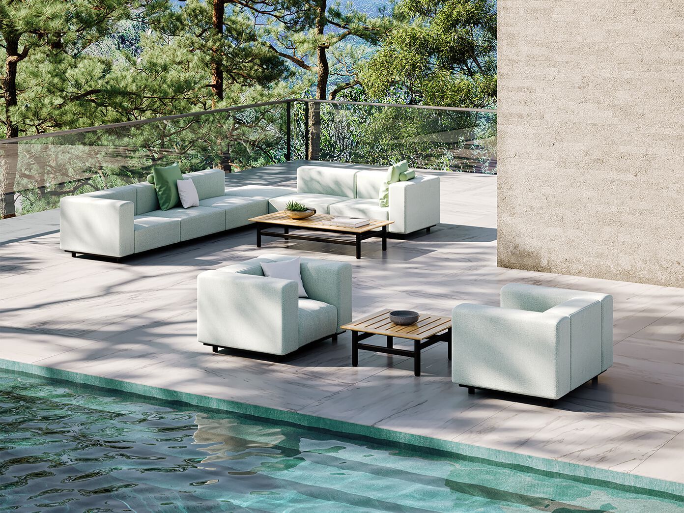 Квадратный стол из алюминия и дерева Walters Стрингер ARCH-00018382 - Вид №1