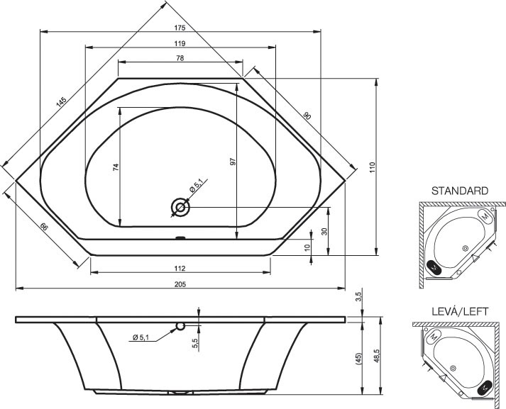 BA9500500000000 Ванна акриловая Riho Sydney Santreyd - Вид №1