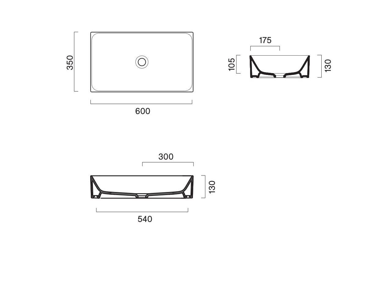 Прямоугольный умывальник с одной столешницей CERAMICA CATALANO премиум ARCH-00027042 - Вид №2