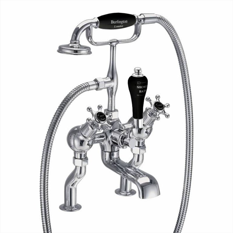 Смеситель для ванны "под наклоном" и ручным душем, набортный [BI19 BLA]  Burlington T9-QT BLA, T18, T3 BLA  - Вид №1