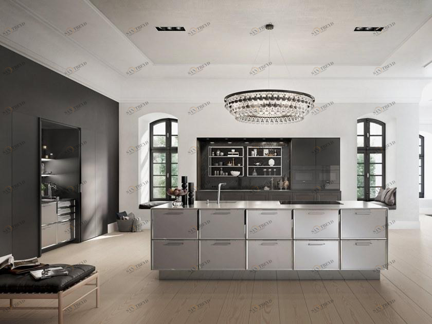 SieMatic Кухня из лакированной стали и дерева с островом sun-id-1471559