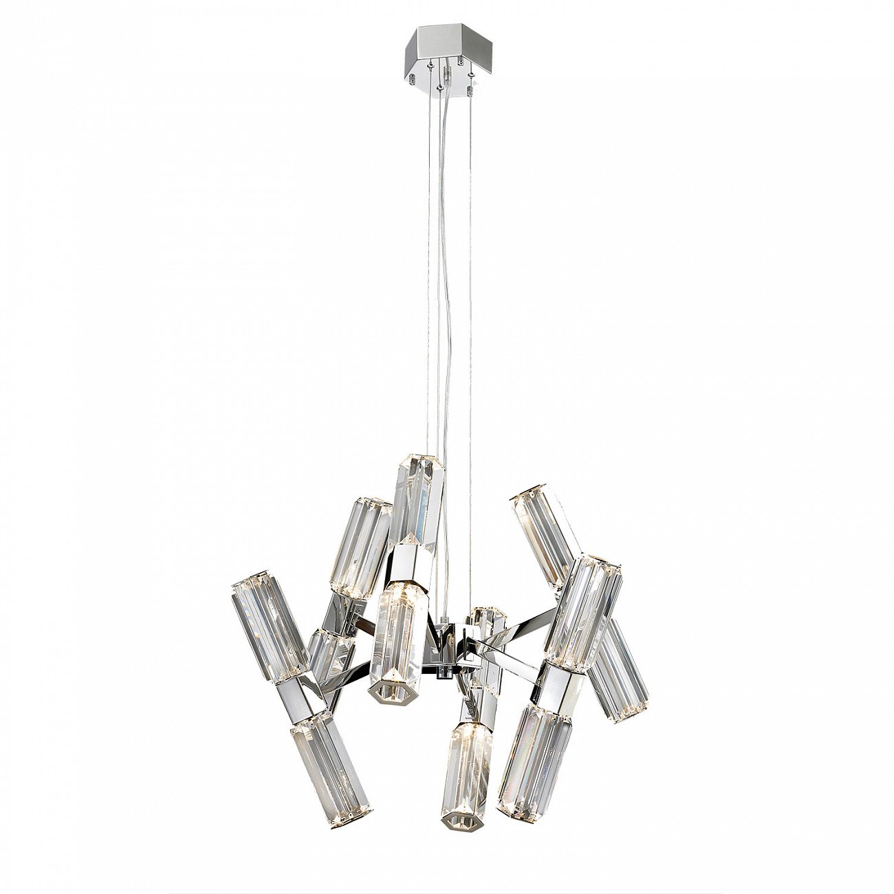 Светильник подвесной на 12 ламп 110х60 см хром Delight Collection MD19027016-12B DELIGHT COLLECTION ДИЗАЙНЕРСКИЕ 00-3883175 Прозрачный;хром  - Вид №1