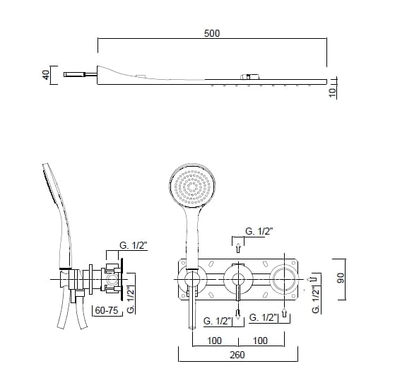 Встраиваемый набор для душа с ручным душем Rubinetteria Giulini MyRing ARCH-00131046 - Вид №2