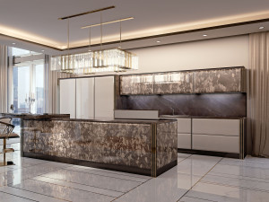 Деревянная линейная кухня на заказ