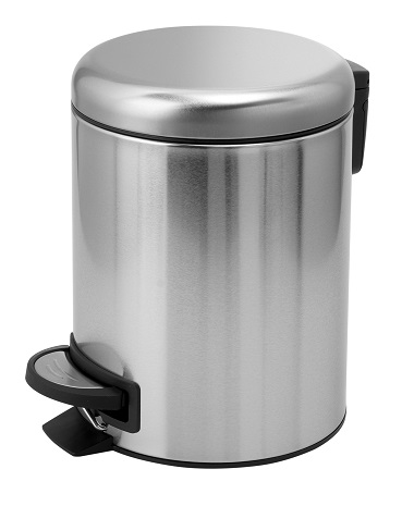 3209(38) Gedy G-Potty, круглый контейнер для мусора с педалью, 3 литра, крышка soft close, цвет зачищ. хром ВЁДРА