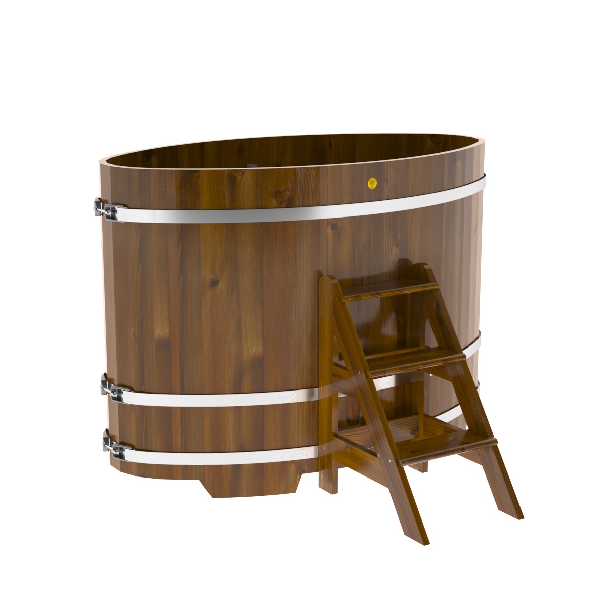 2275 Купель овальная из лиственницы Рустик 0,92х1,66х1,2 морёная Alyarus  - Вид №1