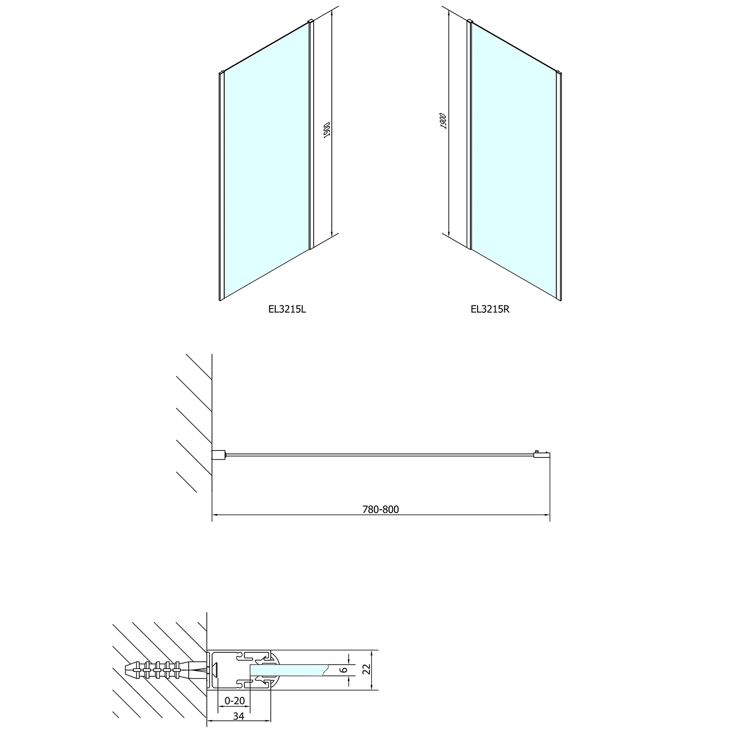EL3215 Polysan Ширмы для душа EASY LINE  - Вид №3