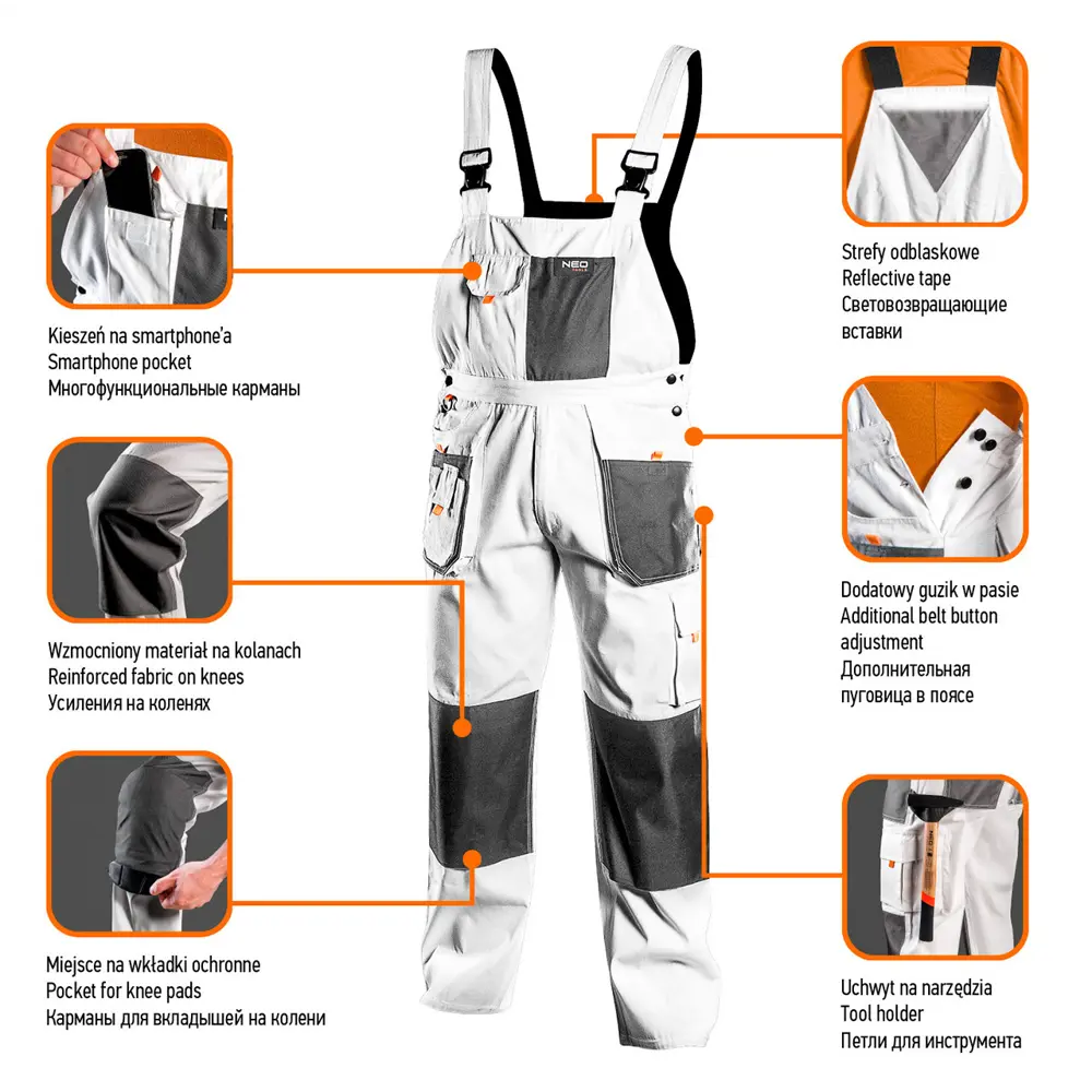 Полукомбинезон рабочий Neo 81-140-LD цвет белый размер LD/54 Neò NEO HD STLM-2202497 - Вид №1