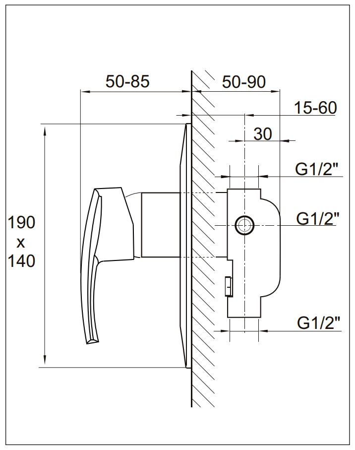 Смеситель для встраиваемый душа Kaja Platinum 57462-С 57462С - Вид №1