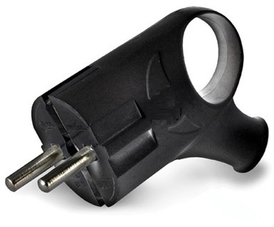 Угловая вилка DUWI с ушком для подвешивания, 16А, черная 87658024