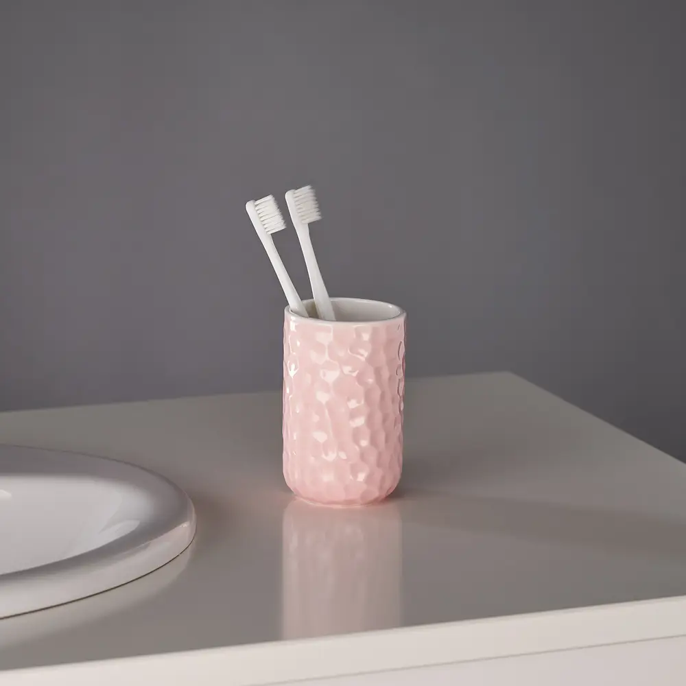 Стакан для зубных щеток Rosy керамика цвет розовый 89123644 STLM-2002703 Santreyd - Вид №4