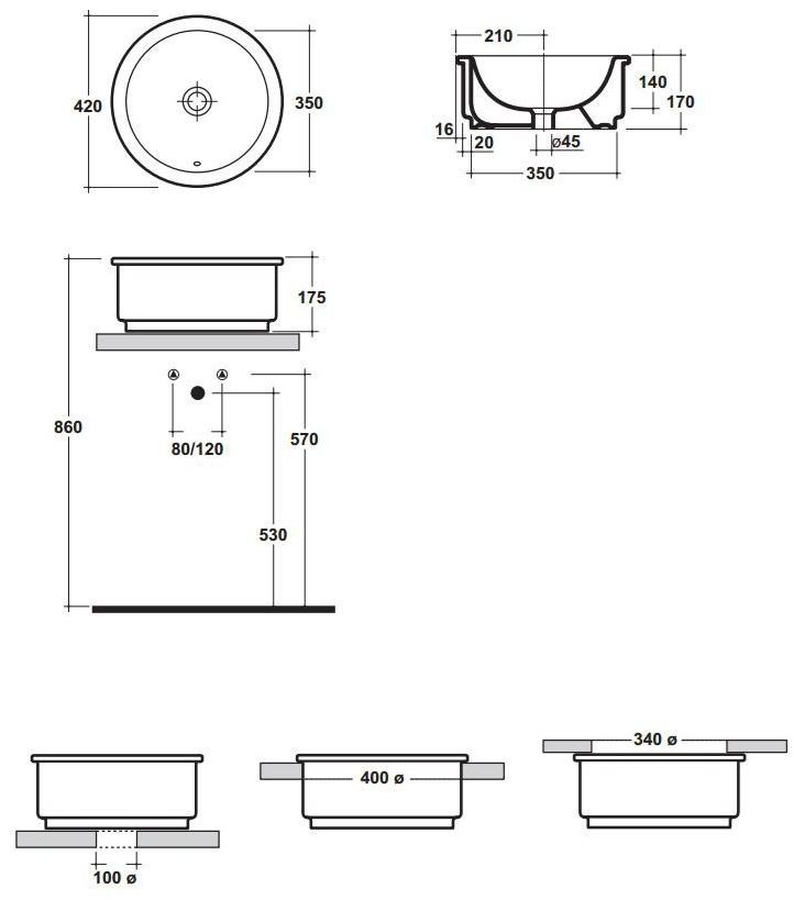 Lil4242001 Встроенная раковина под столешницу овальная Olympia Ceramica LAVABI D'ARREDO - Вид №2