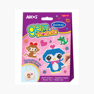 21508 Набор для детского творчества Мозаика Алмазная со стразами "Веселые зверюшки" AMOS