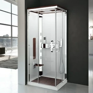 Душевая кабина термостатическая NEXIS 1 A90 HYDRO Novellini NEXIS цвета тик, с низким душевым поддоном и крышей