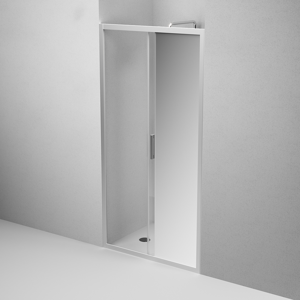 W90G-100-1-195MMir Solo Дверь душевая 100х195 стекло зеркальное профиль матовый хром AM.PM Gem - Вид №4