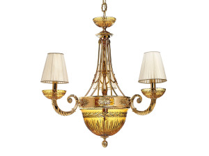 Градиентная золотая люстра с янтарным Кристаллом