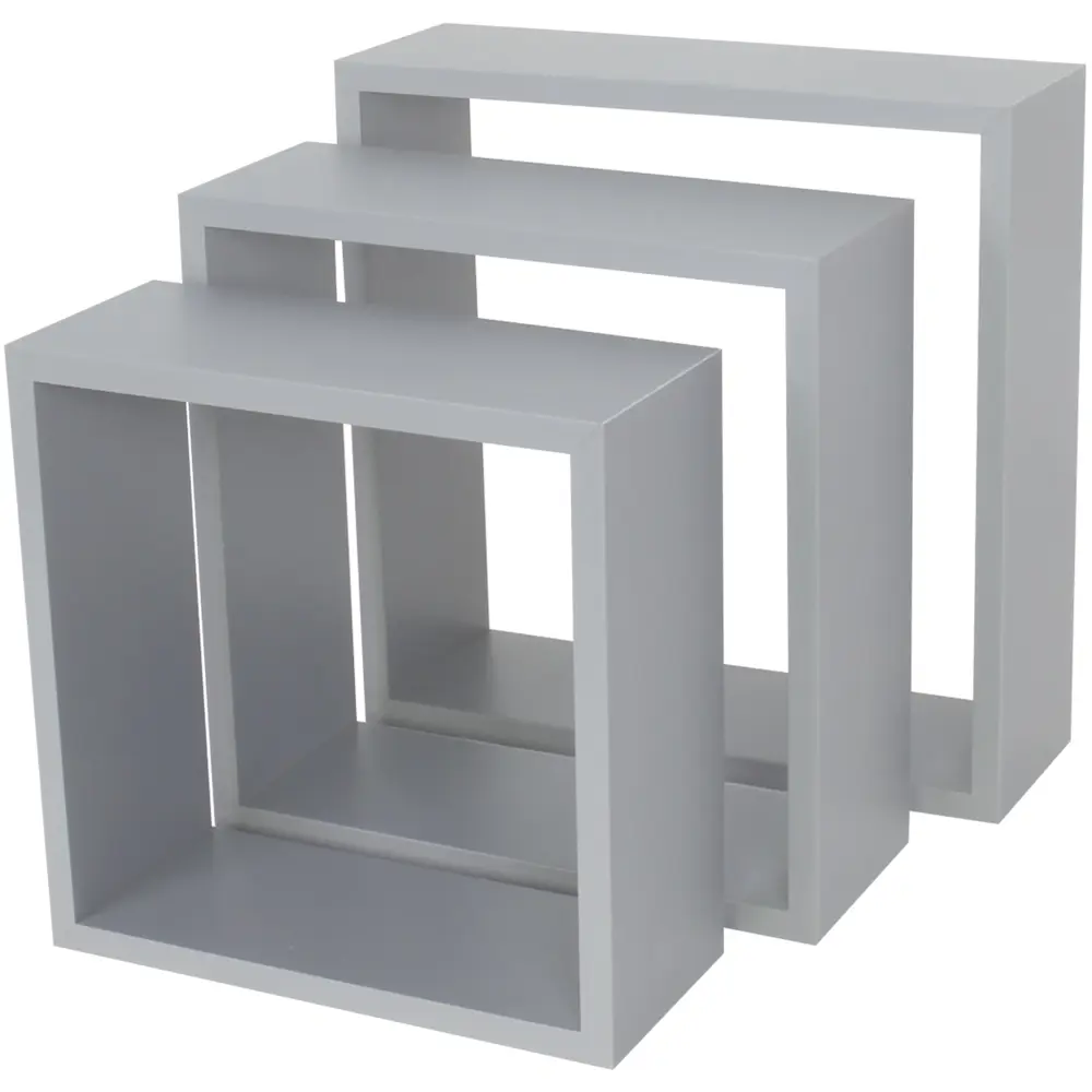 Набор настенных полок Spaceo 24x24 см/27x27 см/30x30 см МДФ цвет серый 3 шт STLM-2172123
