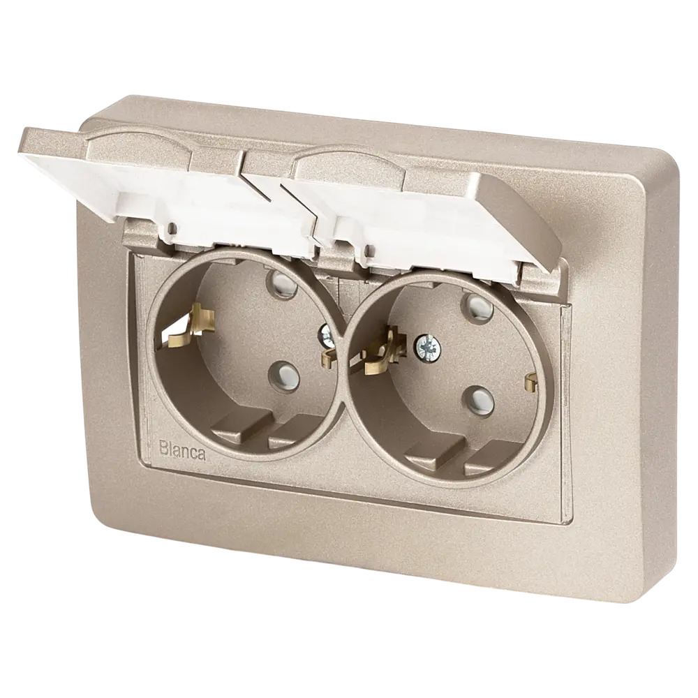 Розетка двойная встраиваемая Systeme Electric Blanca 16 А IP44 цвет титановый STLM-2083174 - Вид №1