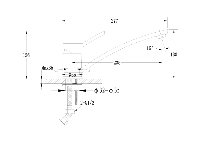 Кухонный смеситель 17240041 иней GranFest Ewigstein - Вид №1