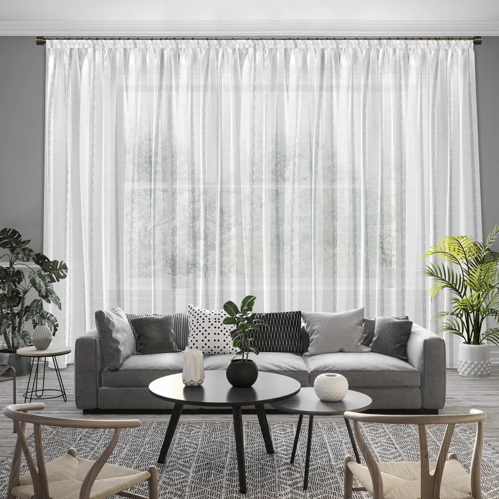 Тюль 1 м/п Полосы батист 300 см цвет синий 88322607 STLM-2114897 GARDEN  - Вид №4