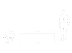 Стальная и деревянная скамья без спинки