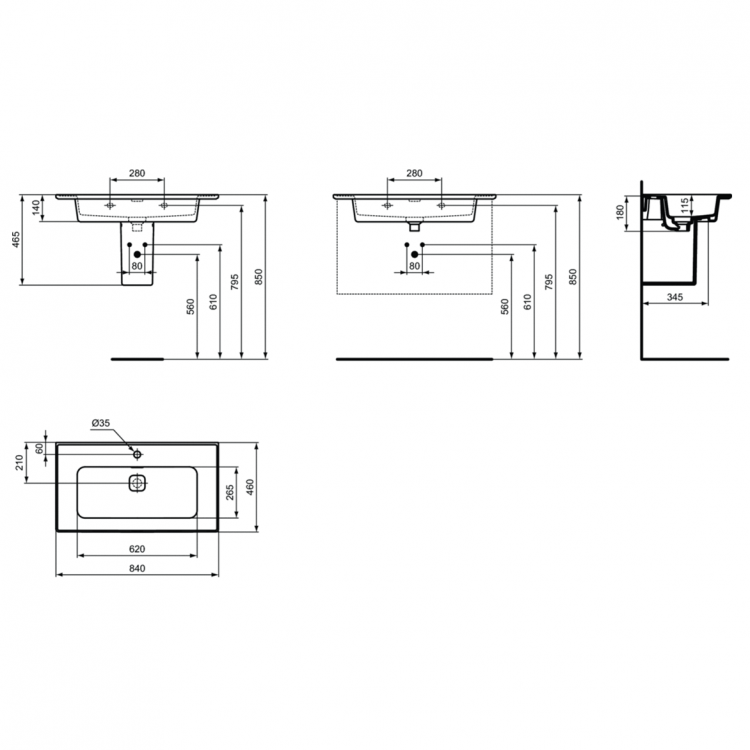 T300301 Раковина 84 см Ideal Standard STRADA II - Вид №19