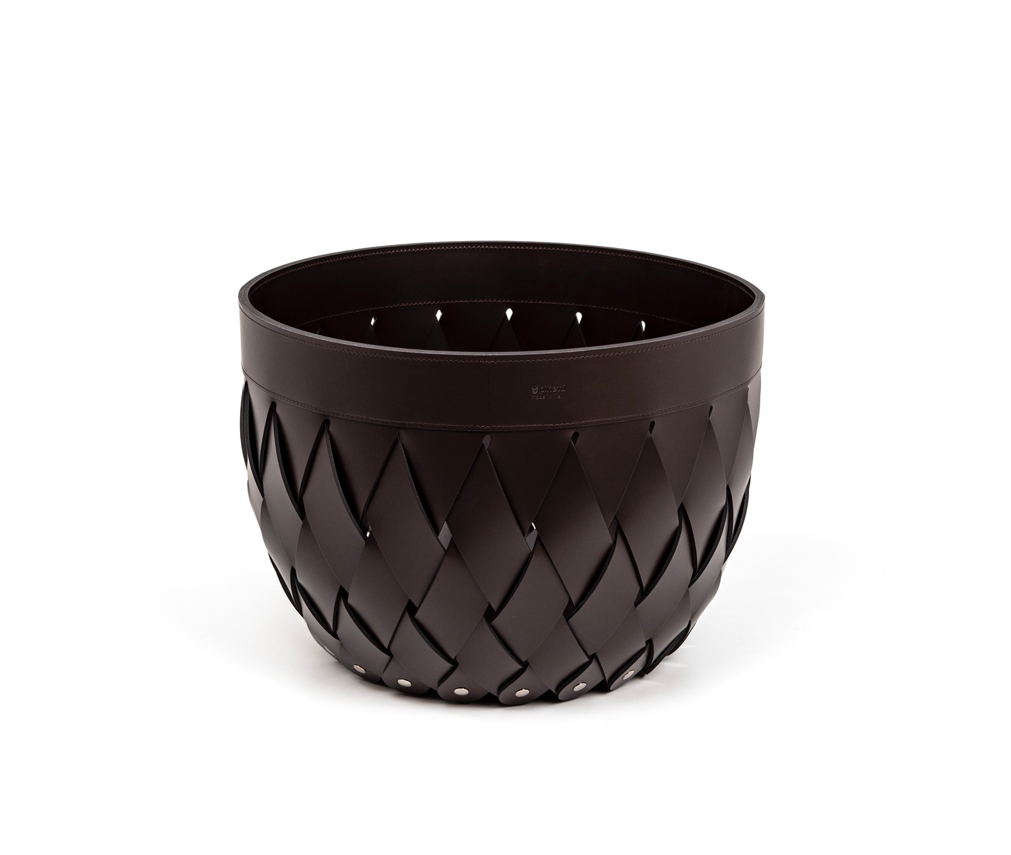 Маленькая корзина Canaria - Ø 40XH30 см / регенерированная кожа_коралл Pinetti 00.1555.082.044