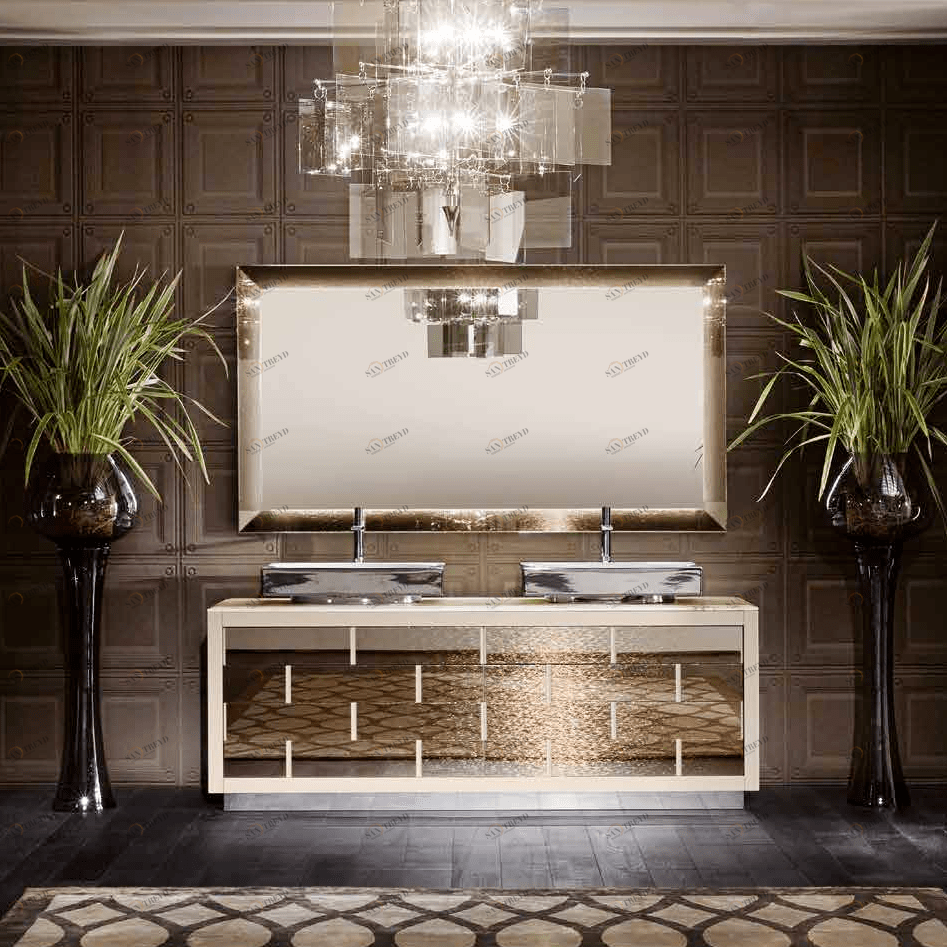 Комбинация ванной комнаты R01 в отделке VETRO golden crash MILLDUE RITZ RITZ01